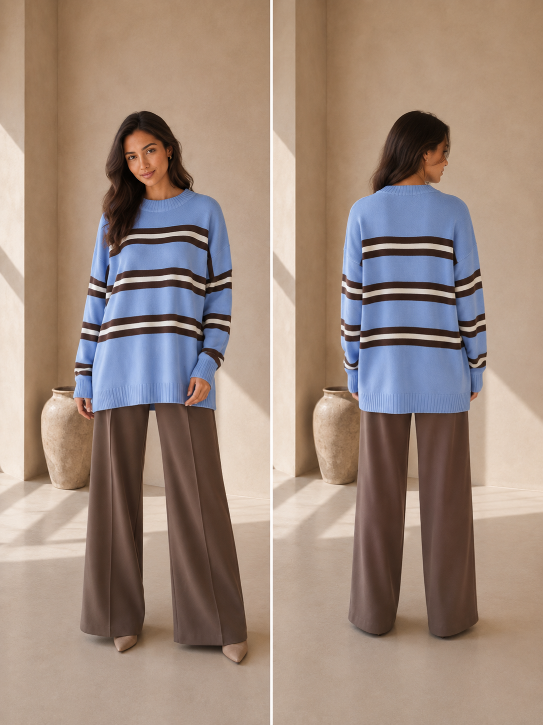 Noa Stripe Knit Powder Blue